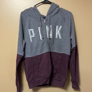 Pink Zipper Up Sweatshirt, S